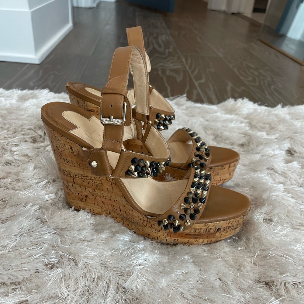 SOLD Louboutin bikee wedge with studs size 40